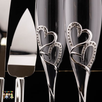 Wedding Flutes & Serving Set- Silver-407