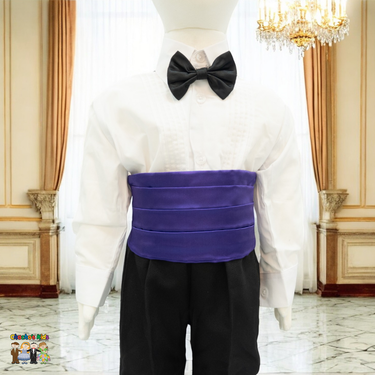 Satin Cummerbund (Dark Purple)-Boys-Dark Purple-S-Chacho’s Kids