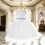 Baby Party / Flower Girl Dress (B-754)-Girls-White-S-Chacho's-Kids