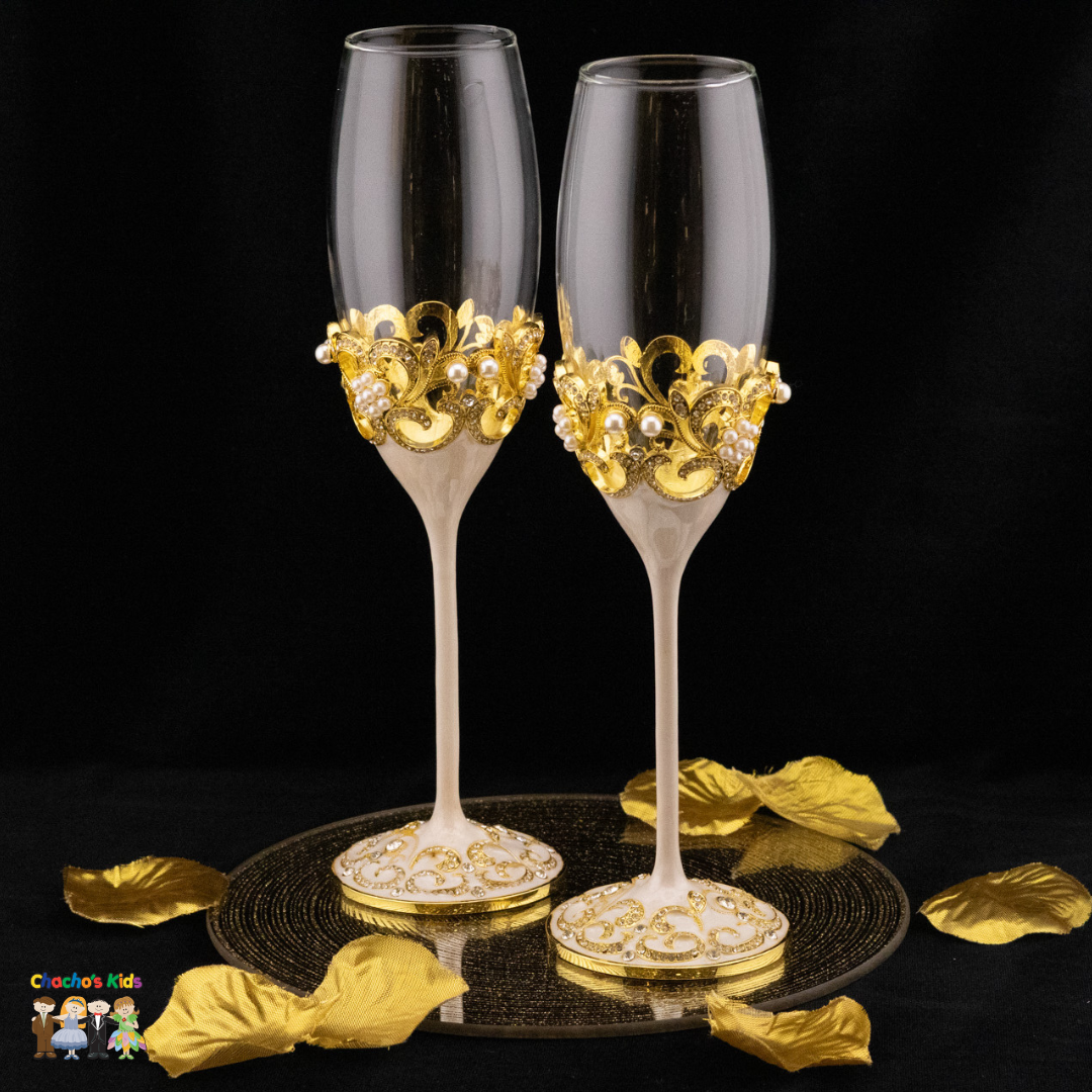 Wedding Flutes Set-Gold-007--Chacho's Kids