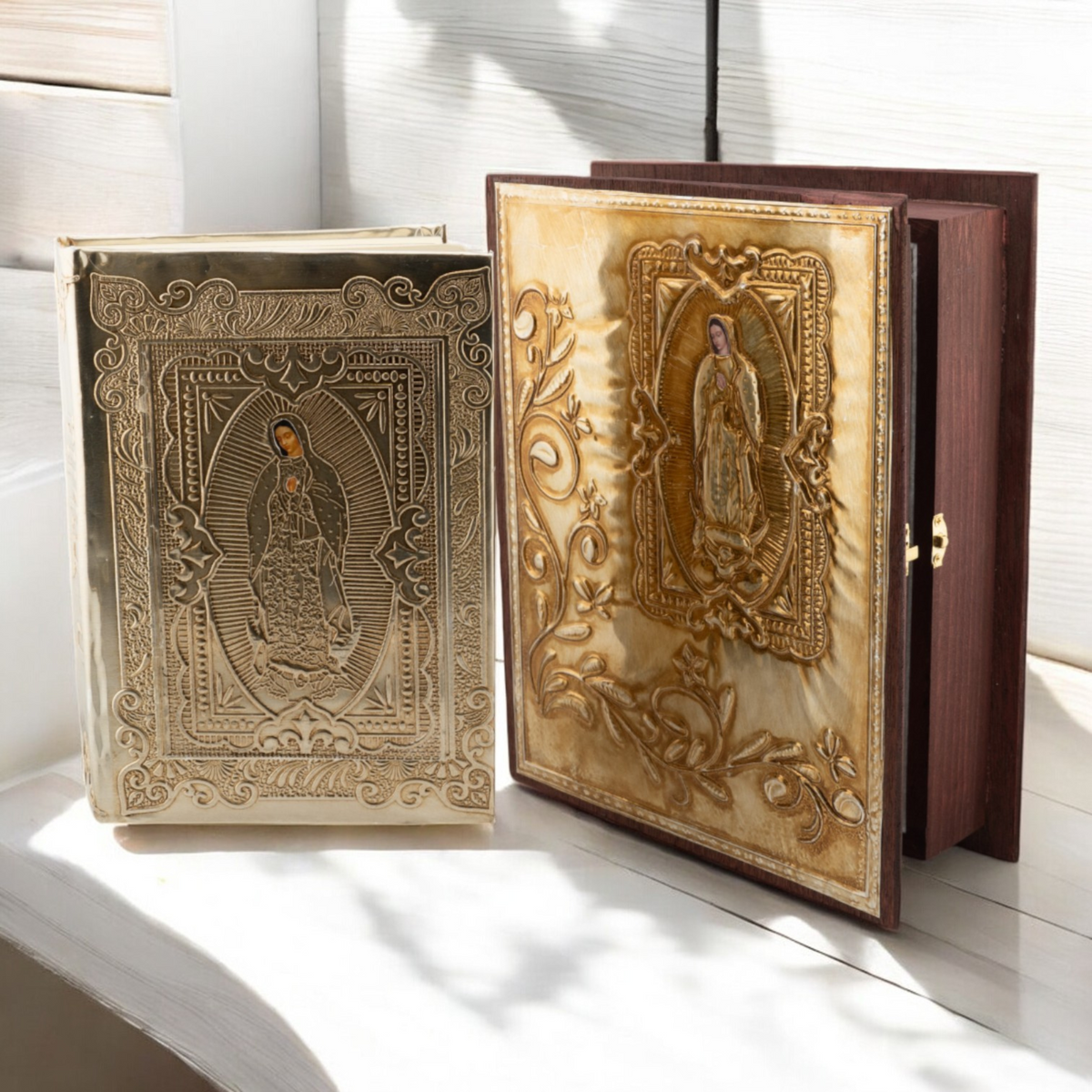 Artisanal Embossed Metal Holy Bible (Cedar Box) (Large-Gold)-Chacho's Kids