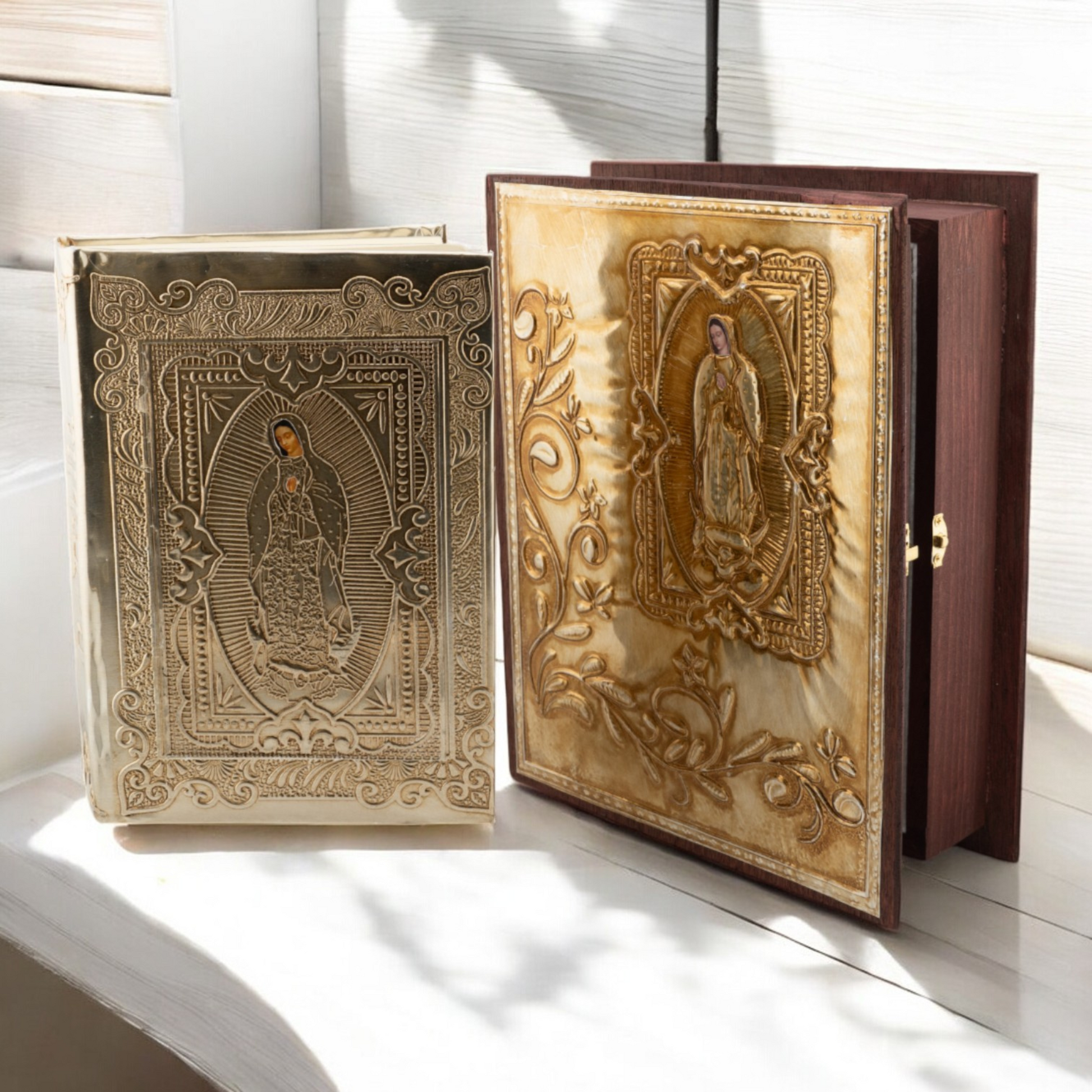 Artisanal Embossed Metal Holy Bible (Cedar Box) (Large-Gold)-Chacho's Kids