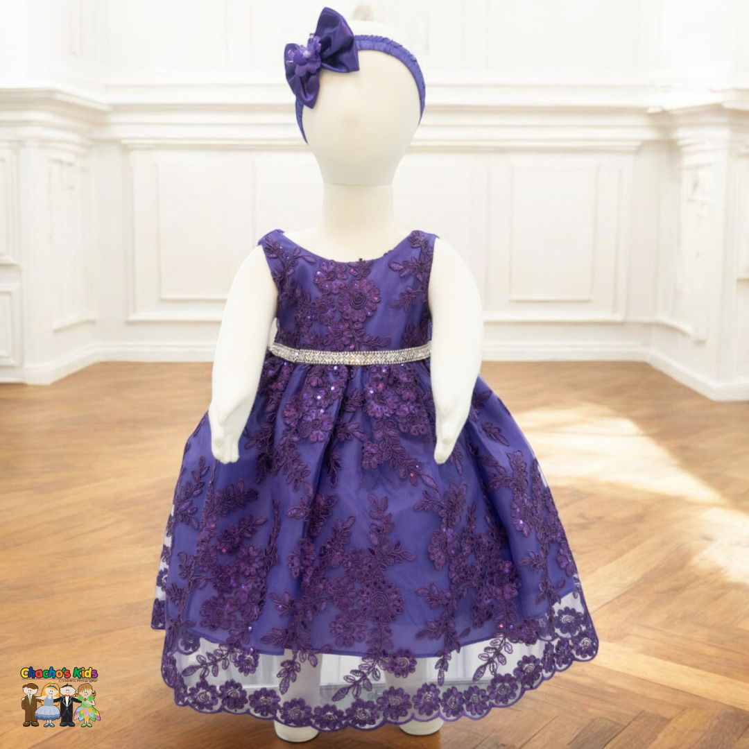 Baby Party / Flower Girl Dress (D-1616)-Girls-Purple-S-Chacho's-Kids