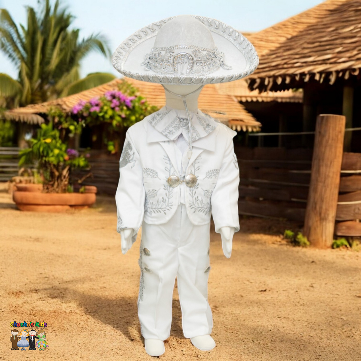 Charro Baptism (6-Piece) (White/Horse/Silver)-Boys-Chacho's Kids