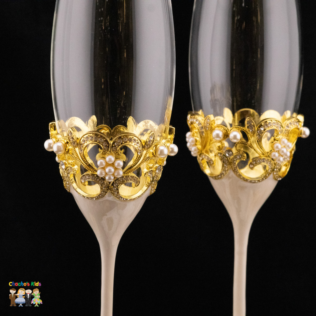 Wedding Flutes Set-Gold-007--Chacho's Kids