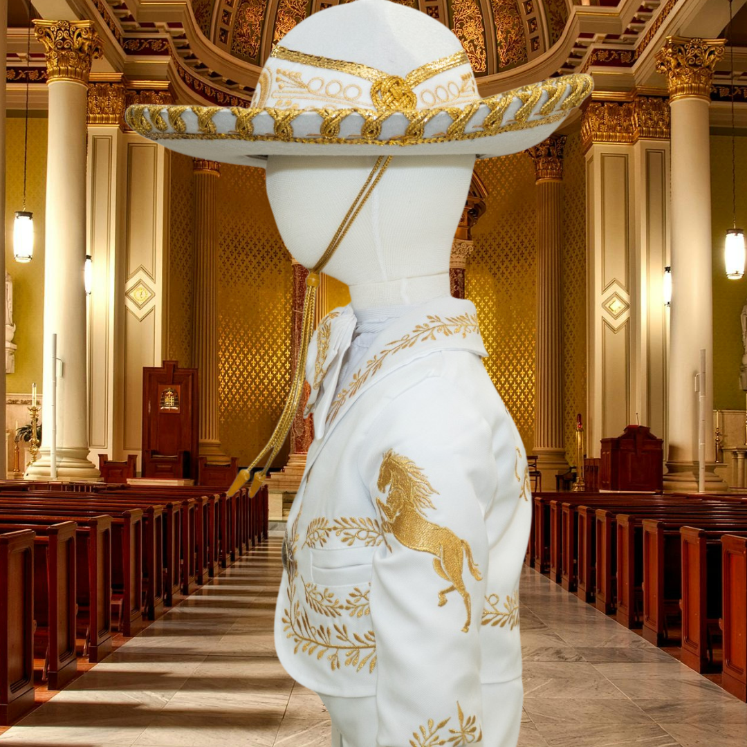 Charro Baptism (6-Piece) (White/Horse/Gold)-Boys-Chacho's Kids