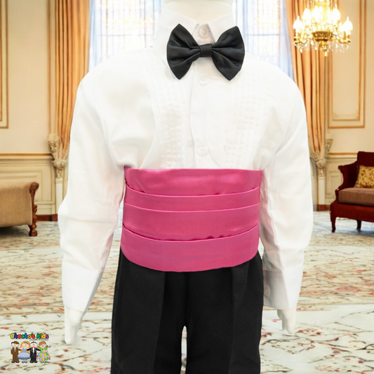 Satin Cummerbund (Fuchsia)-Boys-Fuchsia-S-Chacho’s Kids