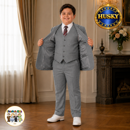 Executive Italian-Cut Boys Husky Suit-Premium (Gray)