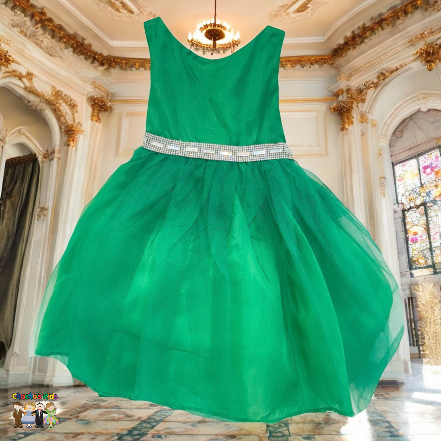 Baby Party / Flower Girl Dress (B-754)-Girls-Emerald Green-S-Chacho's Kids