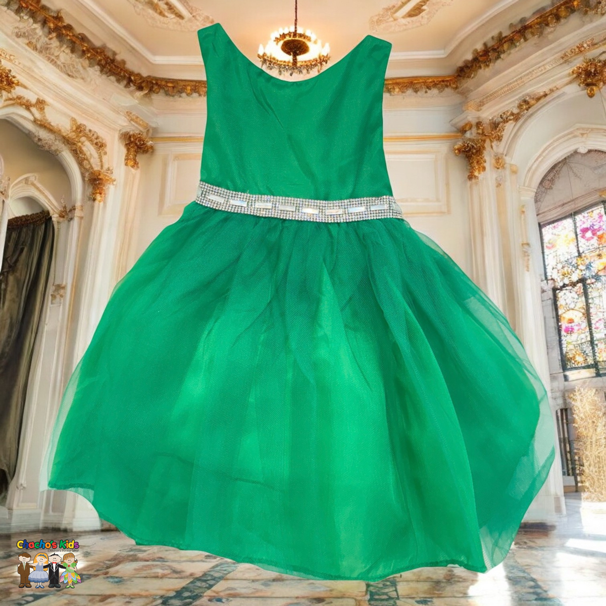 Baby Party / Flower Girl Dress (B-754)-Girls-Emerald Green-S-Chacho's-Kids