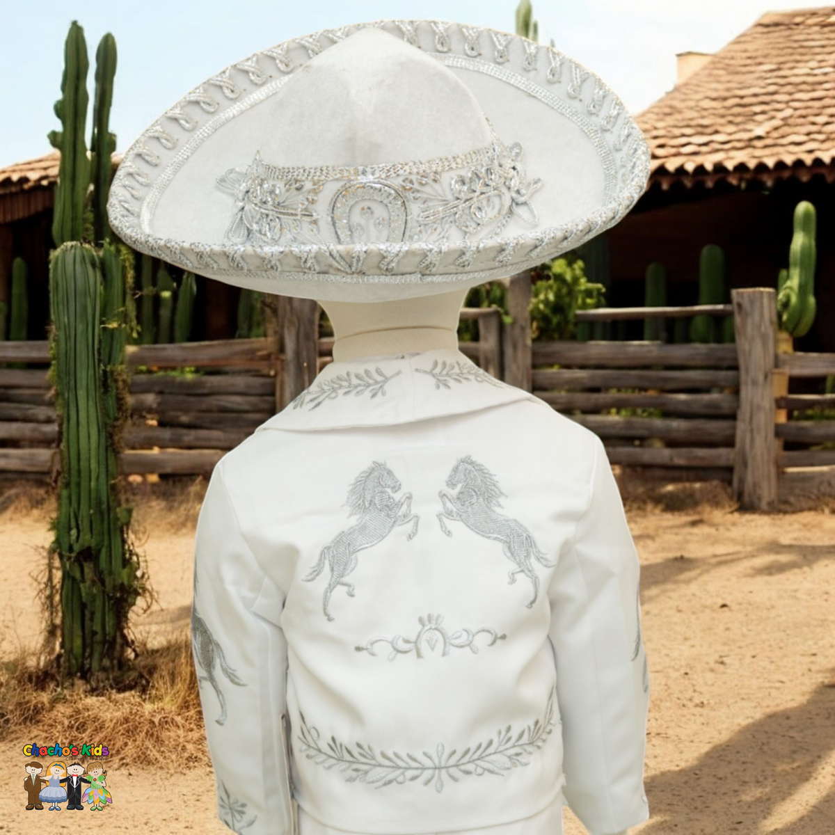Charro Baptism (6-Piece) (White/Horse/Silver)-Boys-Chacho's Kids