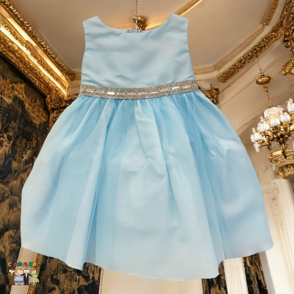 Baby Party / Flower Girl Dress (B-754)-Girls-Light Blue-S-Chacho's-Kids