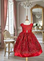 Party / Flower Girl Dress (191)-Girls-Red-2-Chacho's Kids