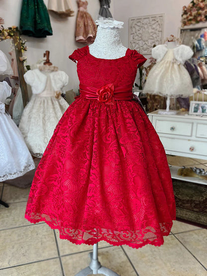 Party / Flower Girl Dress (216)-Girls-Red-2-Chacho's Kids