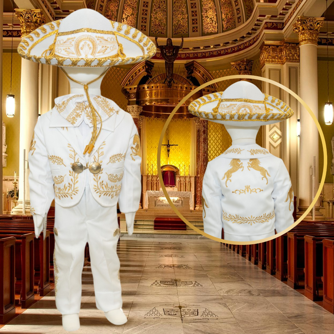 Charro Baptism (6-Piece) (White/Horse/Gold)-Boys-Chacho's Kids
