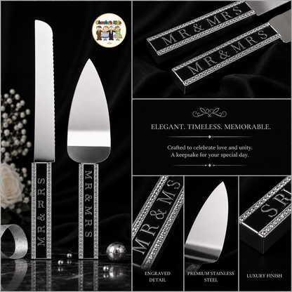 Mr. & Mrs. Knife & Serving Set (Silver)-002