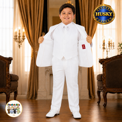 Executive Italian-Cut Boys Husky Suit-Premium (White)