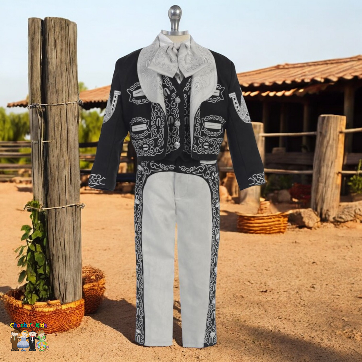 Charro Suit (6-Piece) Black/Gray-Boys-Chacho's Kids