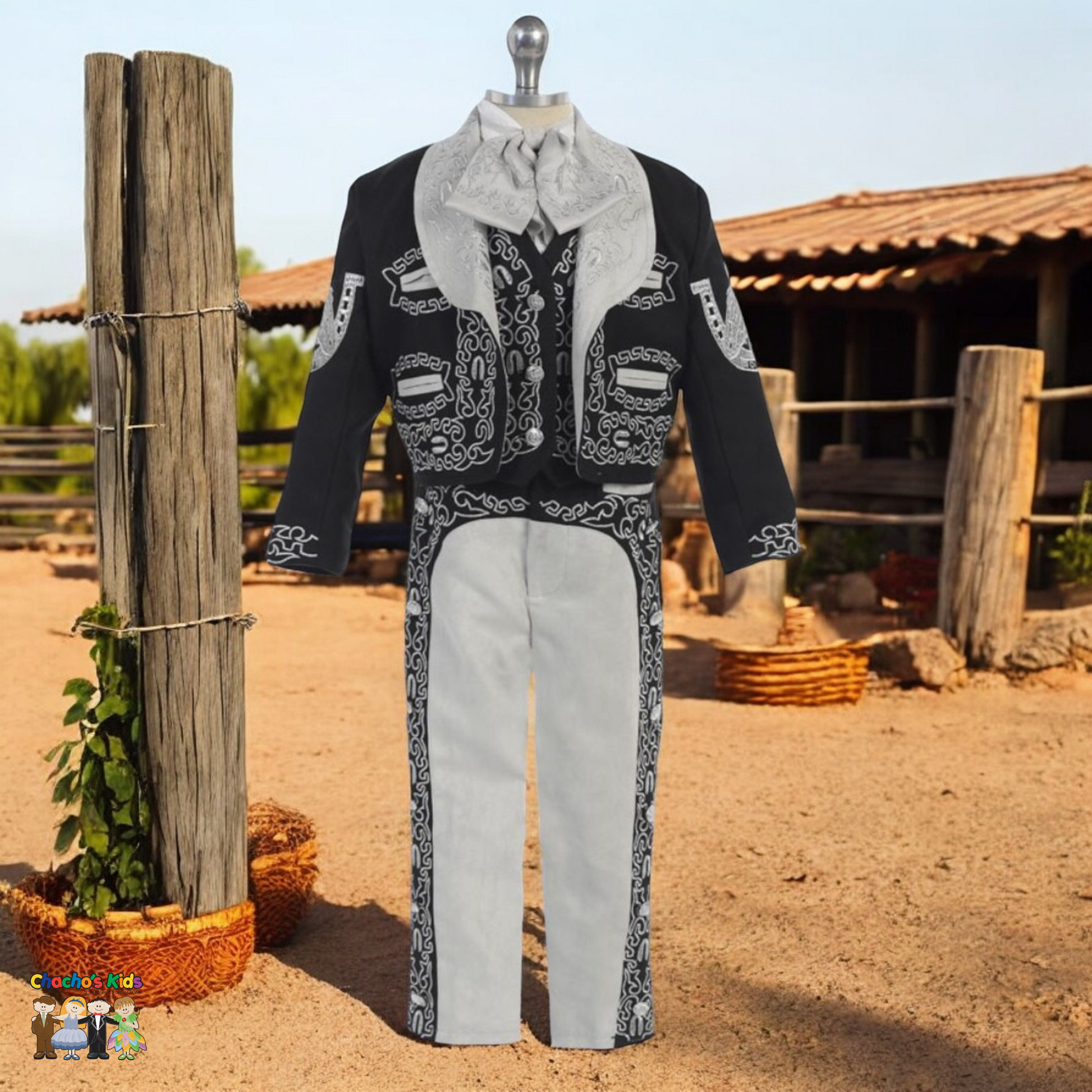 Charro Suit (6-Piece) Black/Gray-Boys-Chacho’s Kids