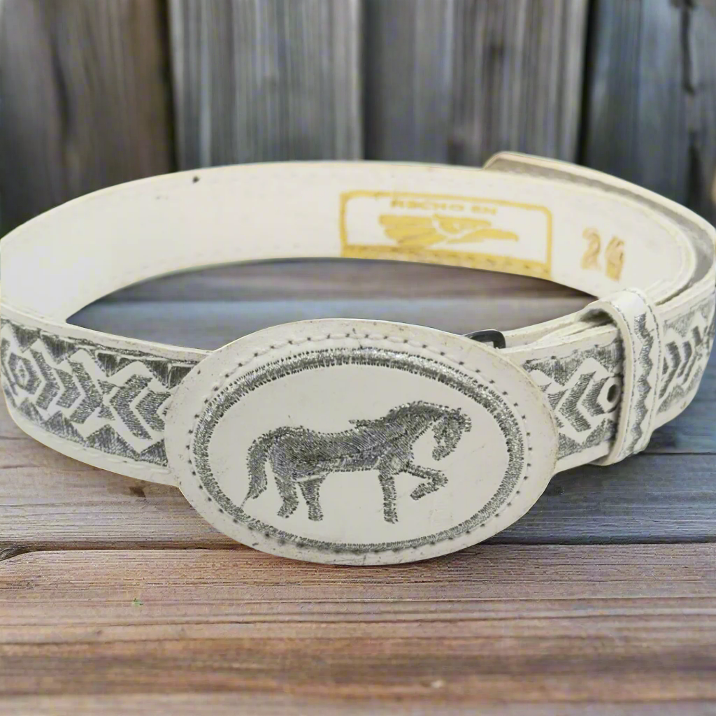 Boys Charro Belt, Silver Horse, Buckle