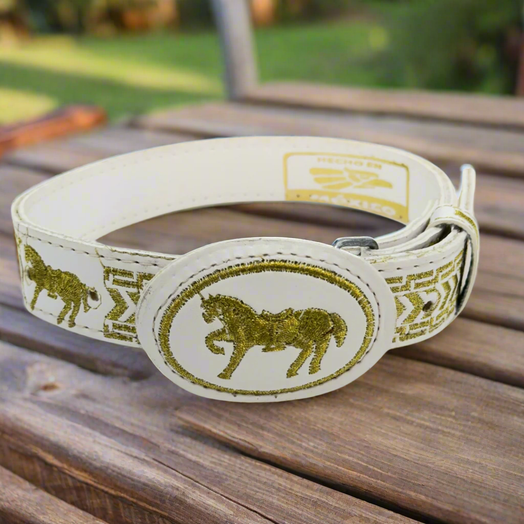 Boys Charro Belt, Gold Horse, Buckle