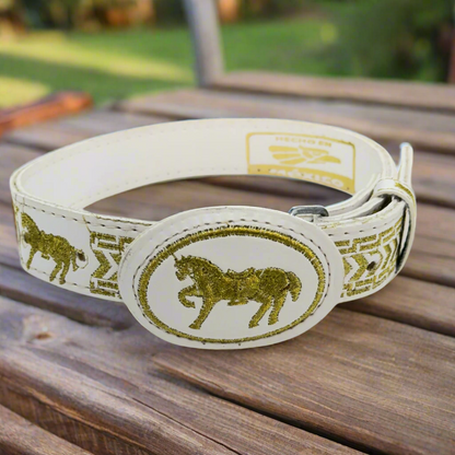 Boys Charro Belt, Gold Horse, Buckle