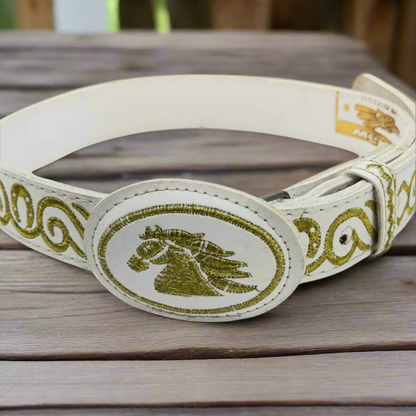 Boys Charro Belt, Gold Horse, Buckle