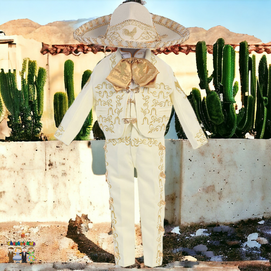 Charro Suit (6-Piece) Ivory/Gold