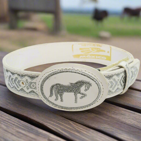 Boys Charro Belt, Silver Horse, Buckle