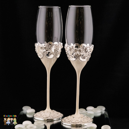 Wedding Flutes Set-Silver-091--Chacho's Kids