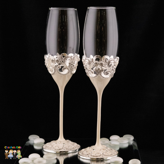 Wedding Flutes Set-Silver-091--Chacho's Kids