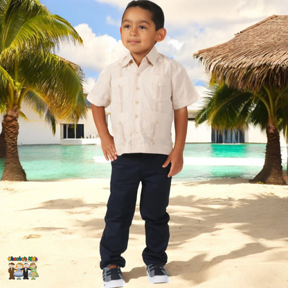 Boys Guayabera (2847)-Boys-Khaki-0T-Chacho’s Kids