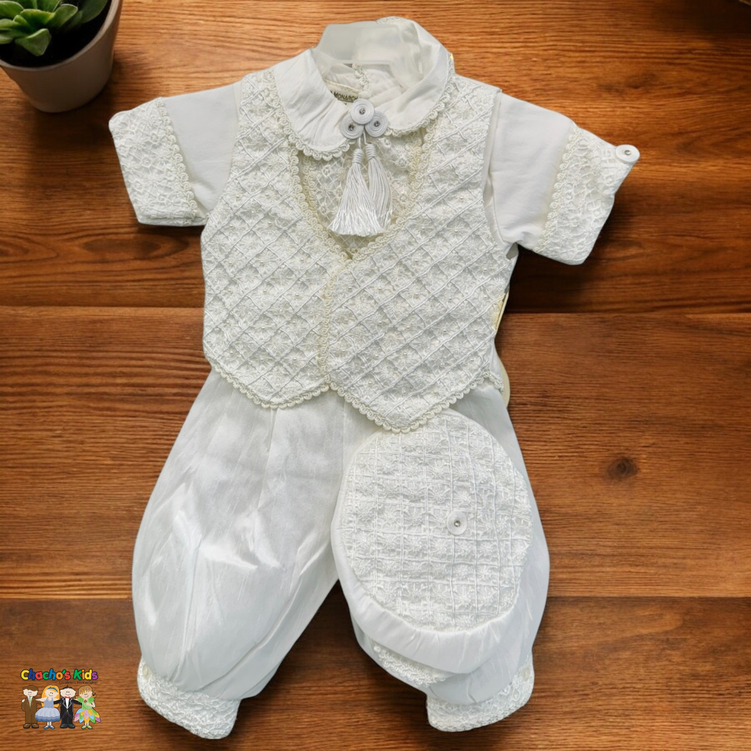 Boys Baptism (Nain Vest)-Boys-White-6M-Chacho’s Kids