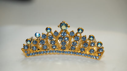 Girls Princess Tiara (TR-733)-Girls-Gold/Light Blue-Chacho's Kids