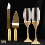 Super Elegant Wedding Wine Cups/ Wedding Flutes & Serving Set-Gold-118-Wedding Accessories-Chacho's Kids