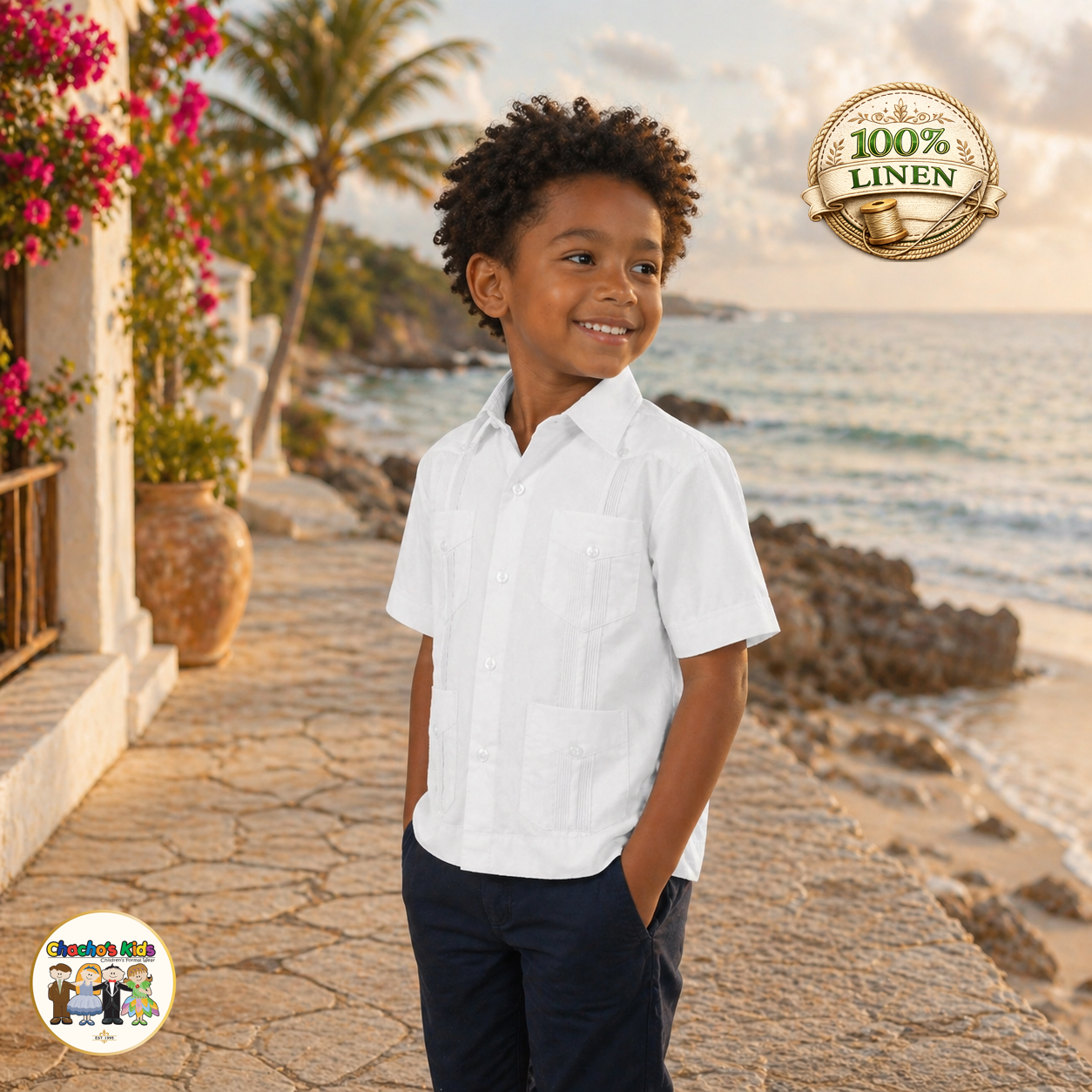 Boys Classic Guayabera 100% Linen