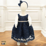 Baby Party / Flower Girl Dress (D-1616)-Girls-Navy Blue-S-Chacho's-Kids