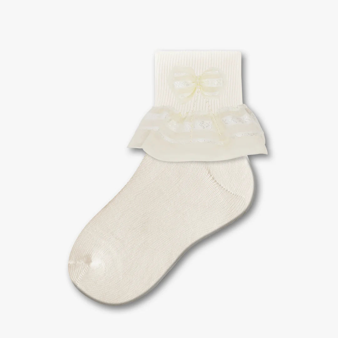 Girl's Lace Trim Anklet Socks (9039)-Girls-Ivory-3-4½-Chacho's Kids