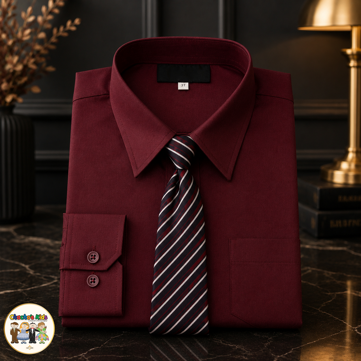 Classic Burgundy Dress Shirt w/Tie 16