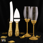 Super Elegant Wedding Wine Cups/ Wedding Flutes & Serving Set-Gold-182-Wedding Accessories-Chacho's Kids