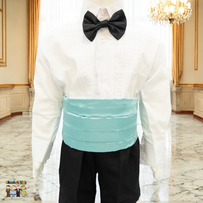 Satin Cummerbund (Mint Green)-Boys-Mint Green-S-Chacho’s Kids