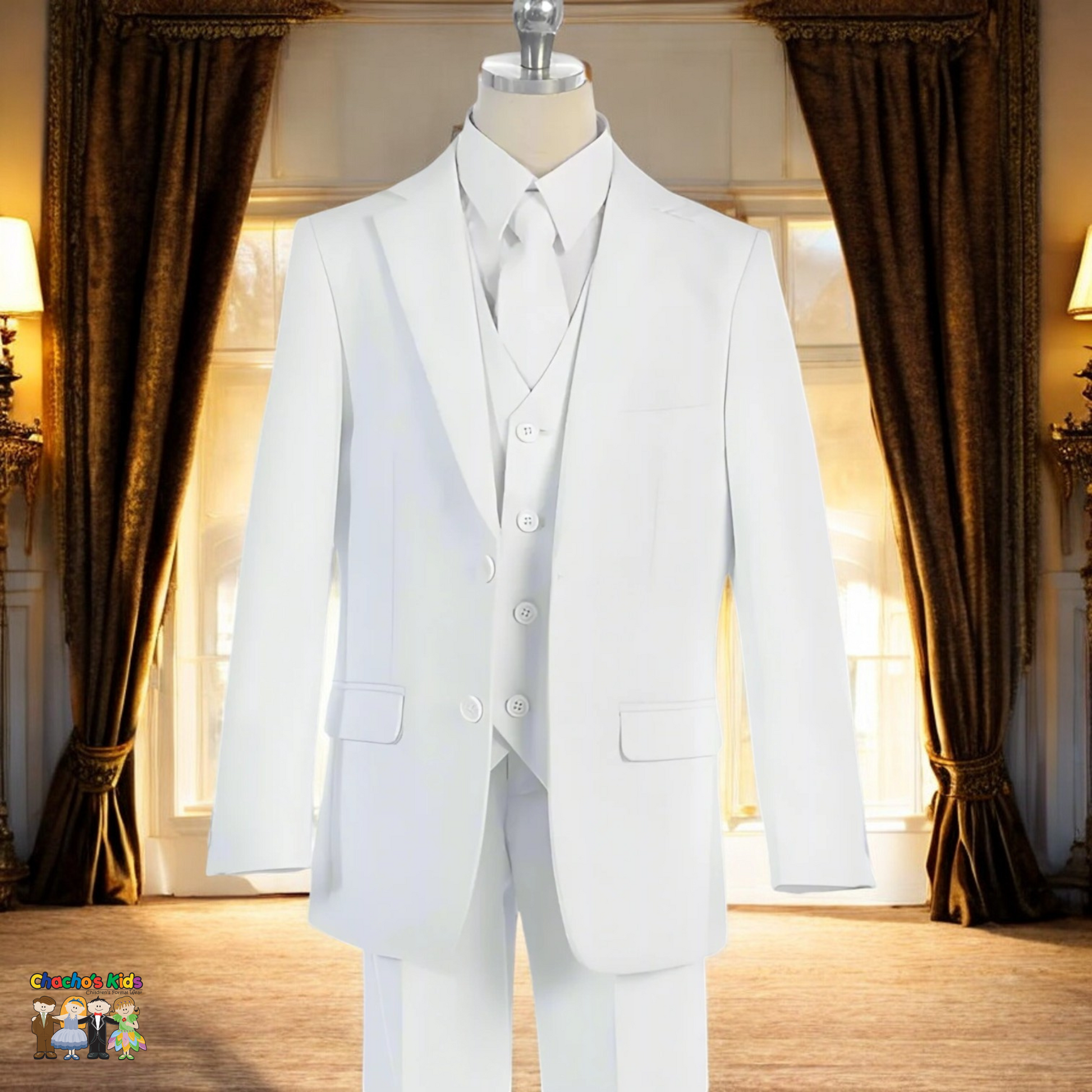 Classic Suit White (BJ4005)-Boys-Chacho’s Kids