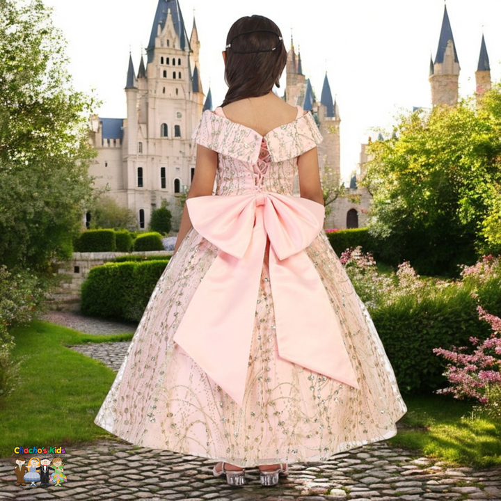 Yellow Lace Kiddie Ball Gown GACH158 main image 0