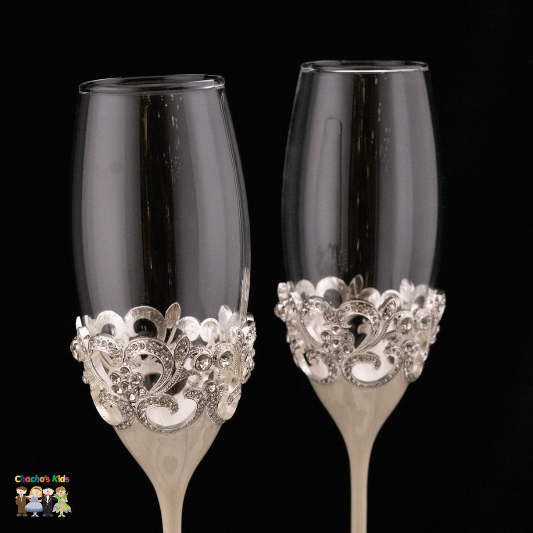 Wedding Flutes Set-Silver-091--Chacho's Kids