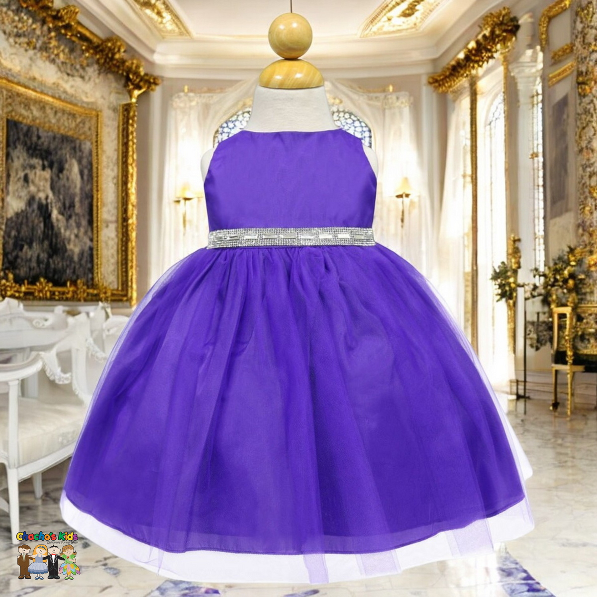 Baby Party / Flower Girl Dress (B-754)-Girls-Purple-S-Chacho's-Kids