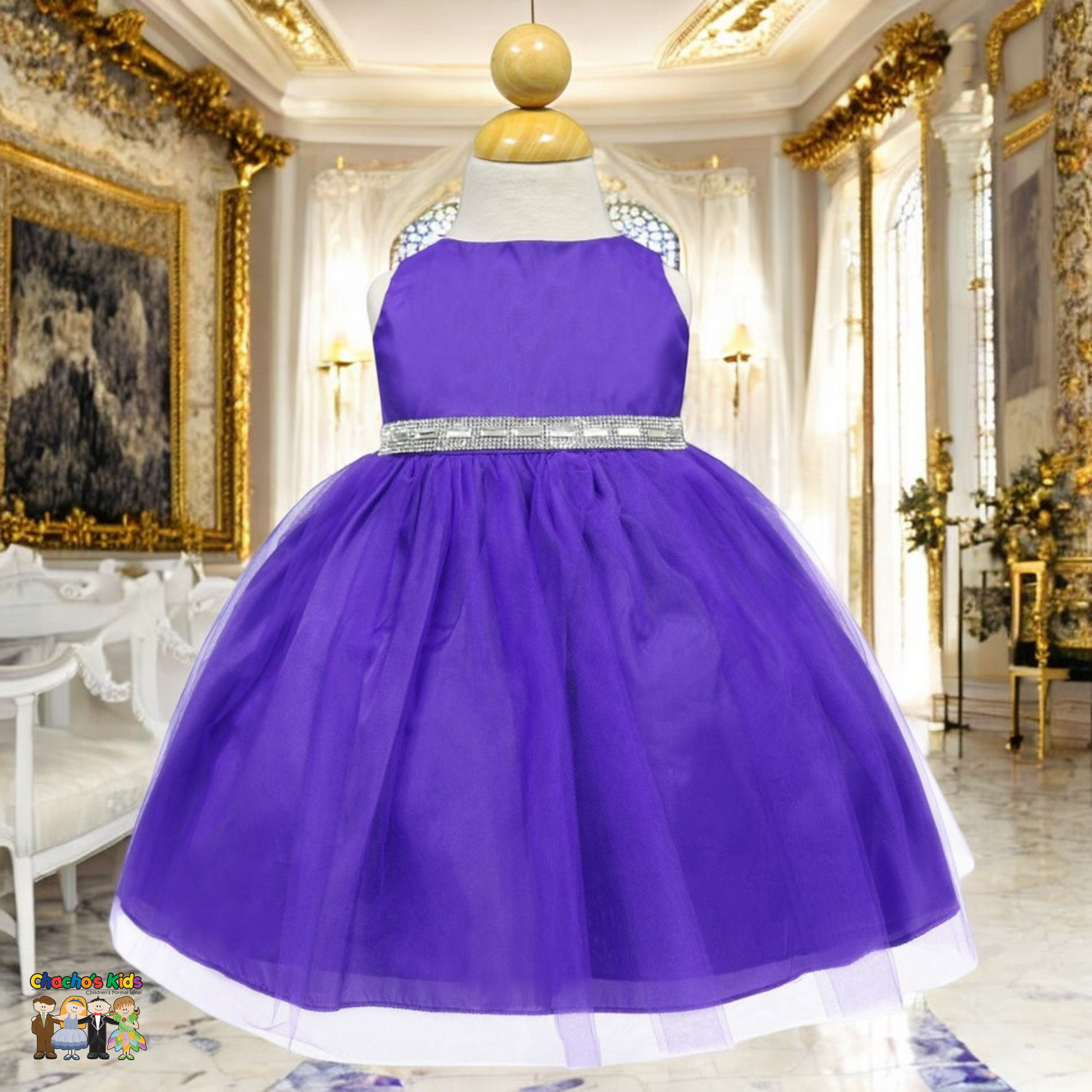 Baby Party / Flower Girl Dress (B-754)-Girls-Purple-S-Chacho's Kids