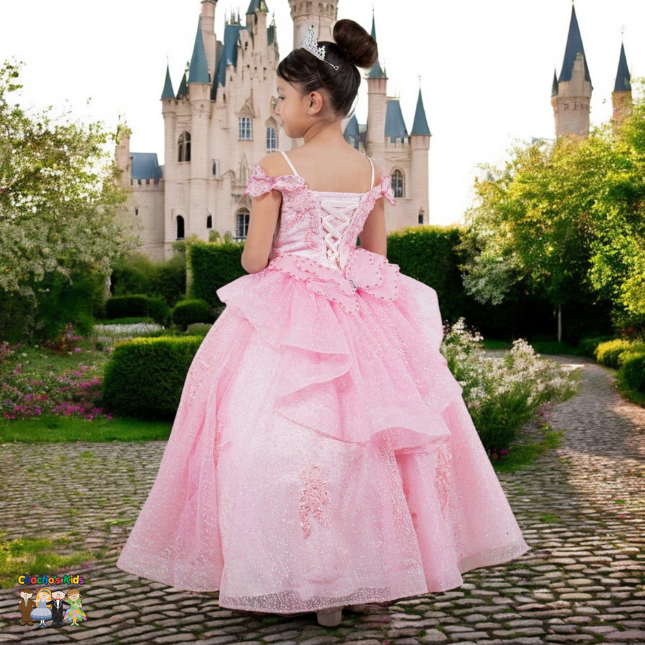 Yellow Lace Kiddie Ball Gown GACH158 main image 1