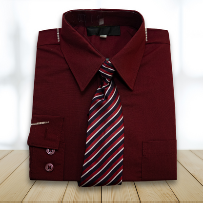Classic Burgundy Dress Shirt w/Tie 16