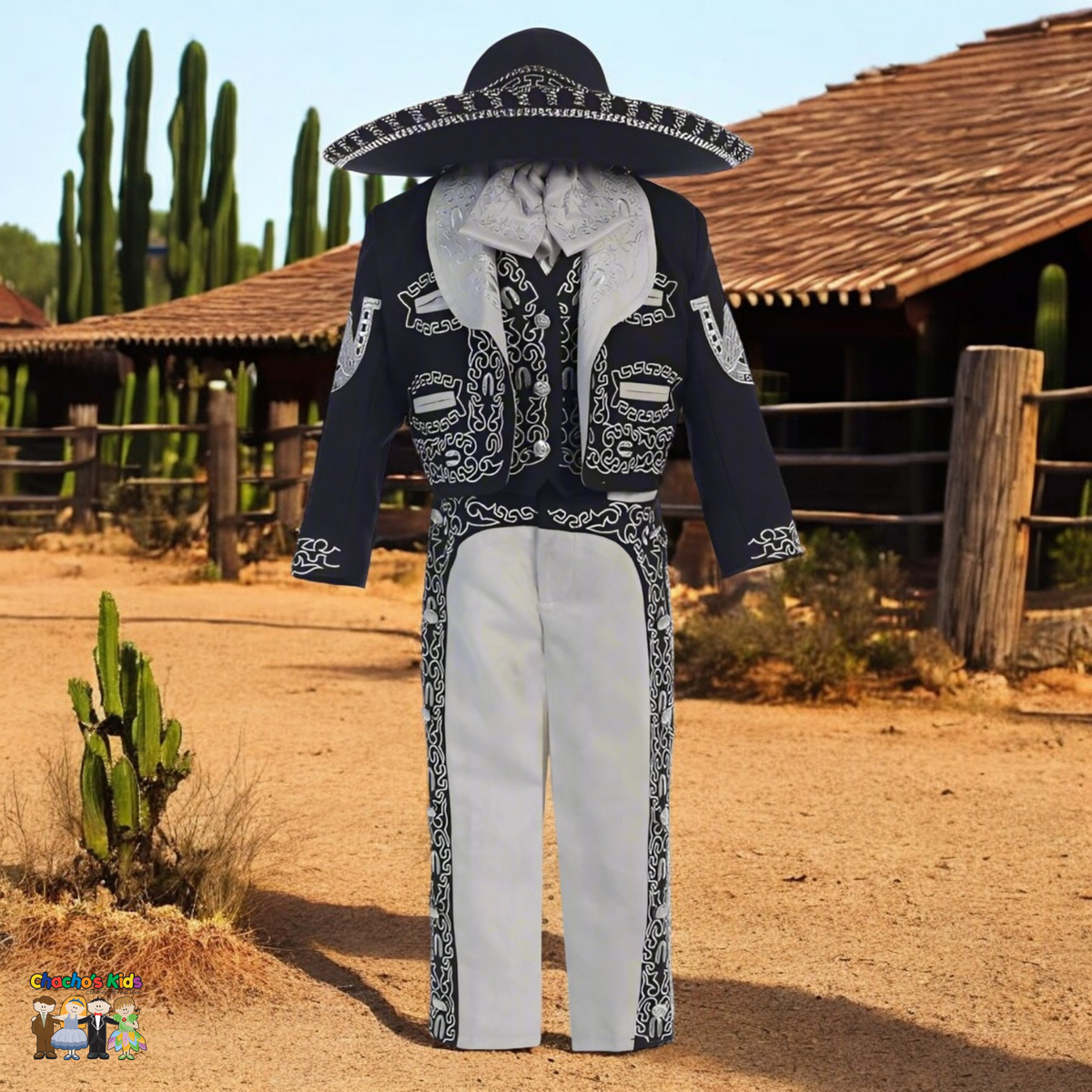 Charro Suit (6-Piece) Black/Gray-Boys-1-Chacho's Kids
