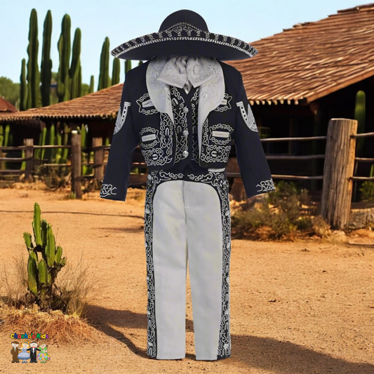 Charro Suit (6-Piece) Black/Gray-Boys-1-Chacho’s Kids